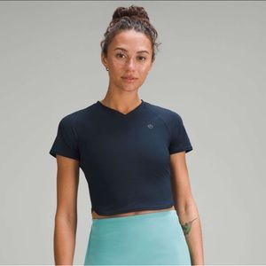 Lululemon Grid-Texture Cropped Tennis Short-Sleeve Shirt size 4